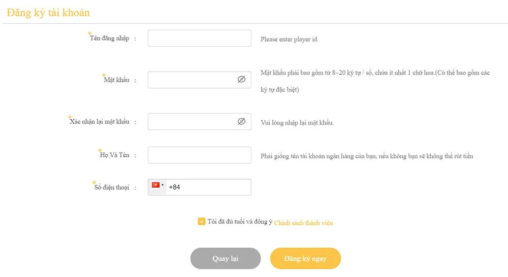 Các bước đăng ký 009game được đơn giản hoá